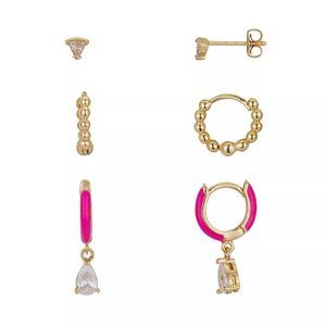 New UNWRITTEN 14K Gold Flash-Plated 3-Pieces Cubic Zirconia